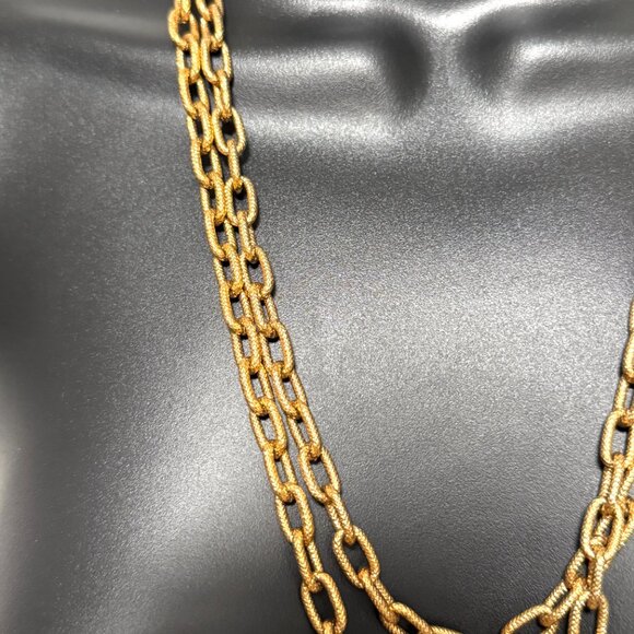 Vintage Monet Signed Textured Gold Super Long Chain Necklace Wrap Opera Length - Picture 4 of 12